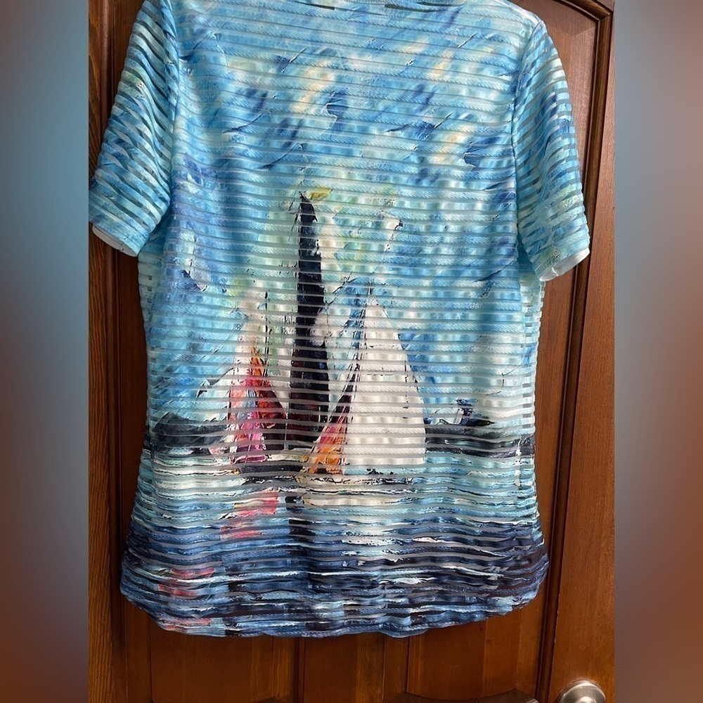 Favorite Casual women’s shirt with linen size M new no tag . Short sleeve - Picture 2 of 5